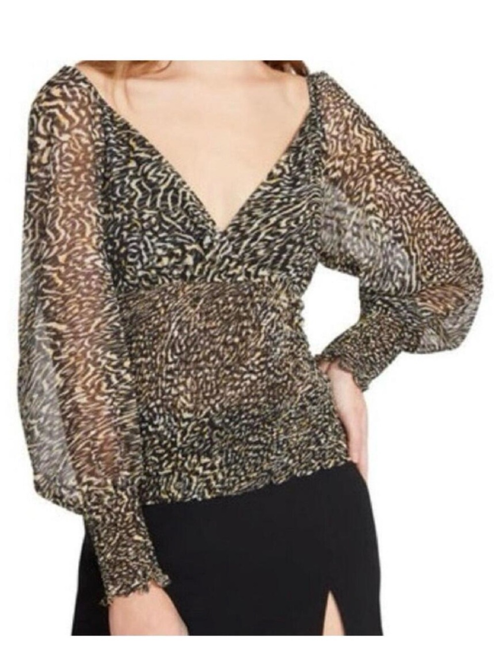 Steve Madden Chiffon Animal Print Top